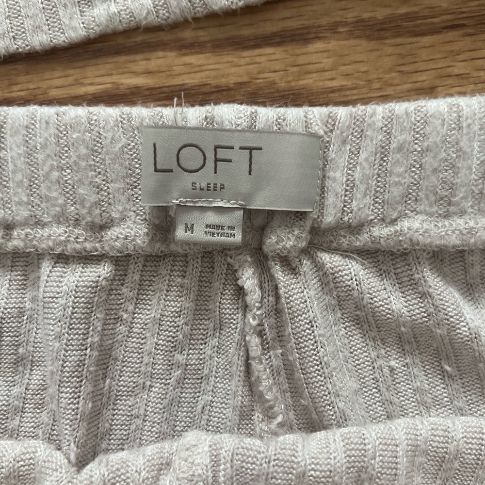 LOFT Cream Ribbed Sleepwear Set - Picture 2 of 3